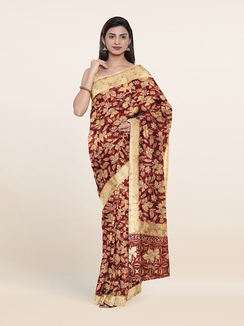 

Pothys Maroon & Brown Floral Saree