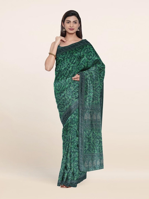 

Pothys Green & Blue Geometric Printed Cotton Blend Saree