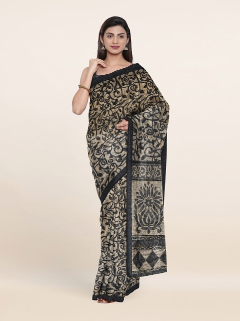 

Pothys Grey & Black Floral Printed Cotton Blend Saree