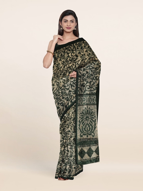 

Pothys Green & Beige Abstract Printed Cotton Blend Saree