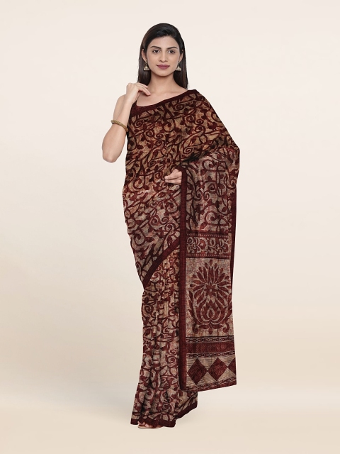 

Pothys Maroon & Beige Floral Printed Saree