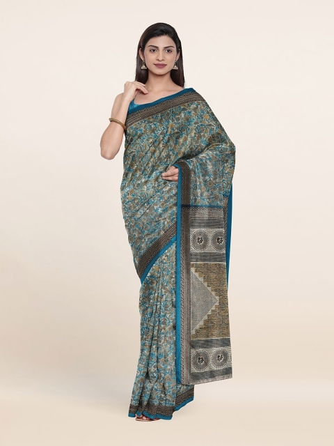 

Pothys Blue & Brown Floral Saree