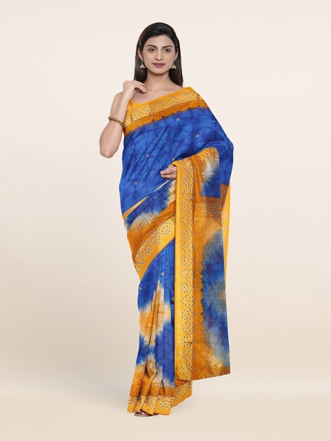 

Pothys Blue & Orange Zari Saree