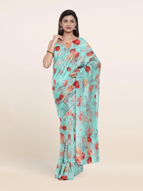 

Pothys Blue & Pink Floral Saree