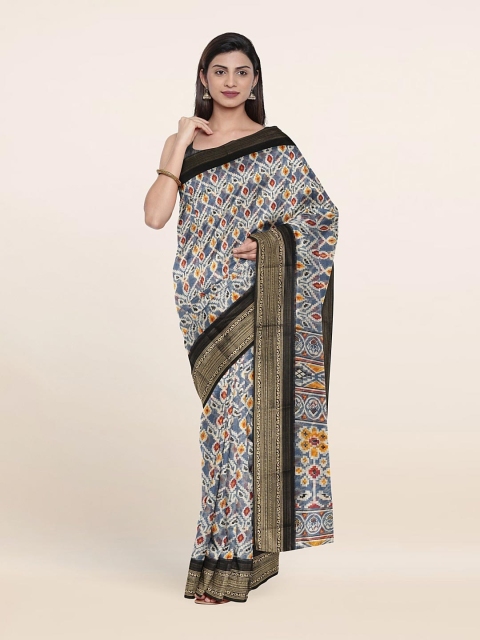 

Pothys Blue & Black Geometric Printed Saree