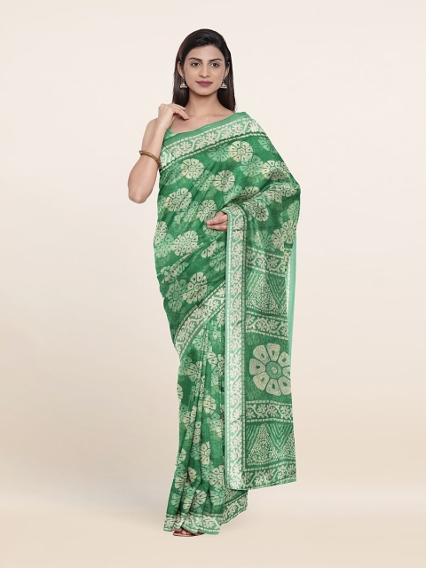 

Pothys Green & Off White Floral Printed Saree