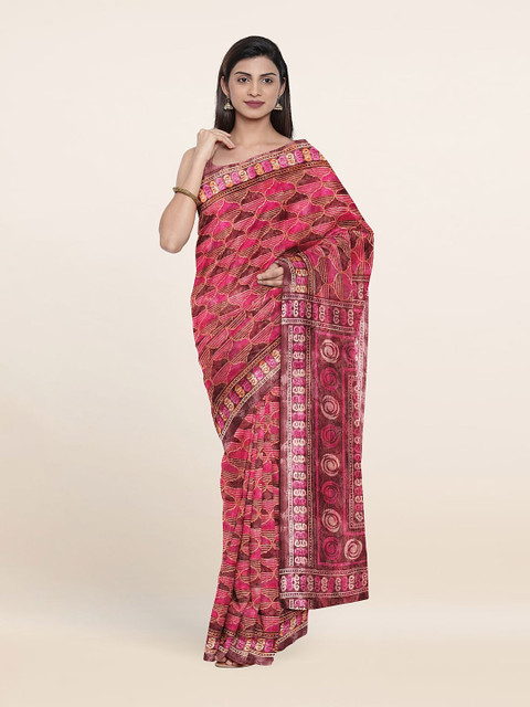 

Pothys Pink & Purple Ethnic Motifs Saree