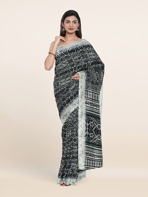 

Pothys Green & Cream-Coloured Geometric Printed Cotton Blend Saree