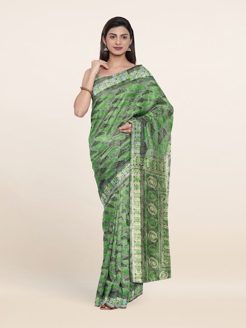 

Pothys Green & Grey Geometric Printed Saree