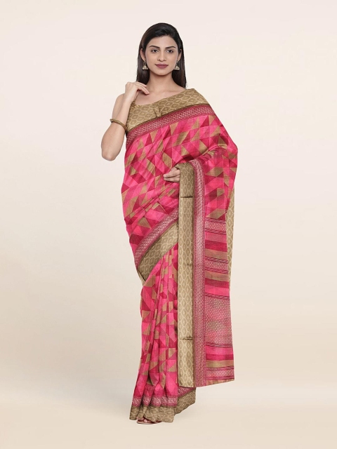 

Pothys Pink & Maroon Floral Saree