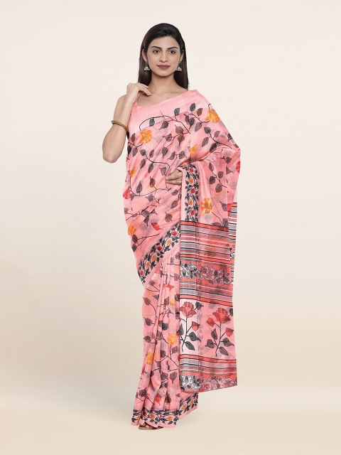 

Pothys Pink & Orange Floral Printed Saree