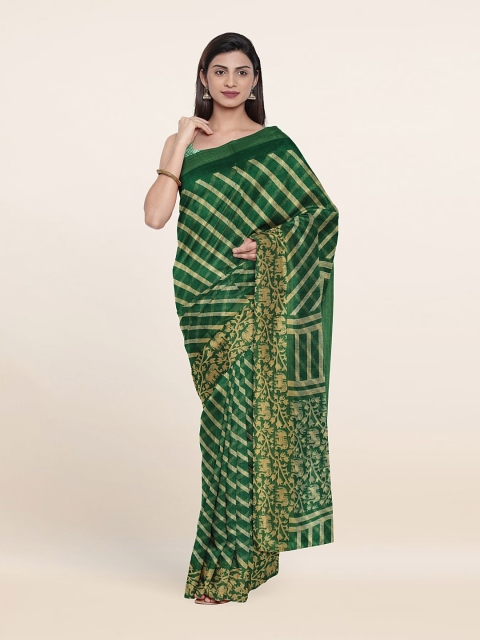 

Pothys Green & Yellow Striped Saree