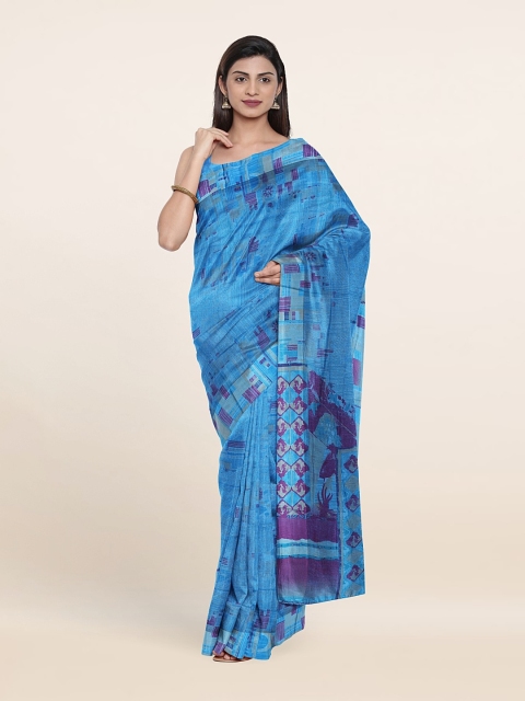 

Pothys Blue & Purple Abstract Printed Saree