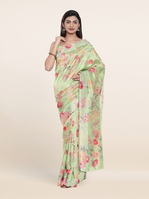 

Pothys Green & Pink Floral Saree