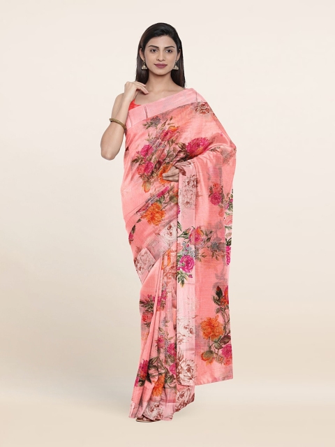 

Pothys Pink & Orange Floral Printed Saree