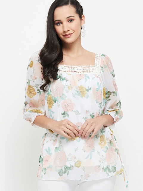 

max White & Brown Printed Tunic