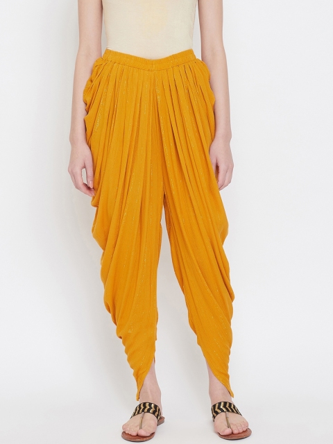 

Castle Lifestyle Women Mustard Yellow Striped Dhotis