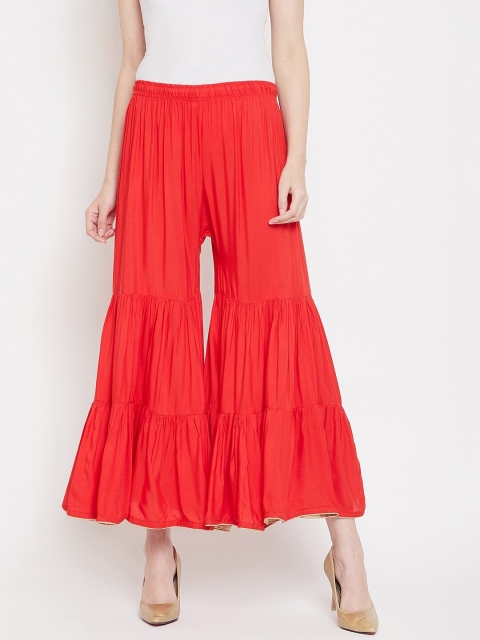 

Castle Lifestyle Women Red Flared Ethnic Palazzos