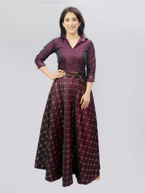 

CRAZEVILLA Women Purple Top with Skirt