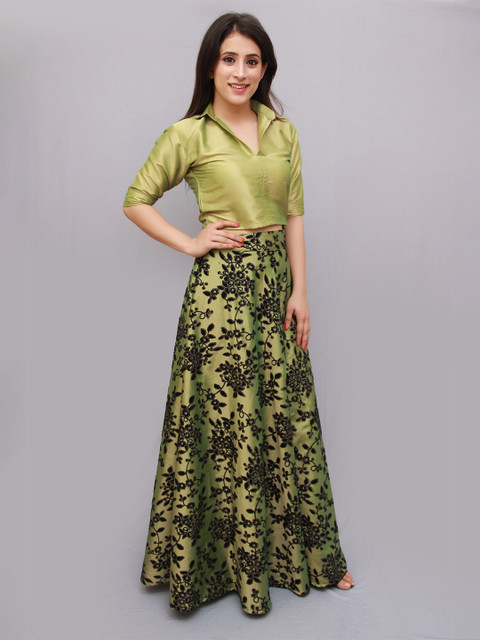 

CRAZEVILLA Women Green Top with Skirt