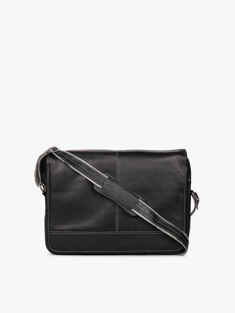 

Tortoise Men Black & Grey Leather 15 Inch Laptop Bag