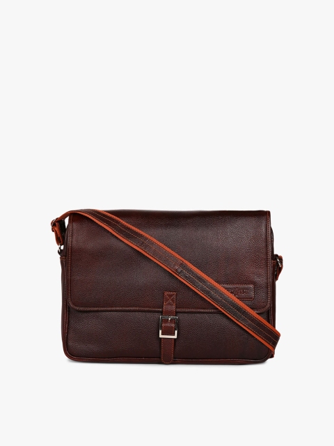 

Tortoise Men Brown & Red Textured Leather Laptop Bag