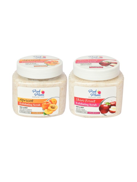 

Pink Plums Set of 2 Paraben Free Face & Body Exfoliating Scrubs - 500ml each, Beige