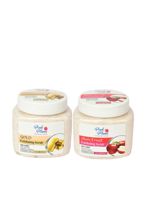 

Pink Plums Set Of 2 Face & Body Exfoliating Scrub, Multi
