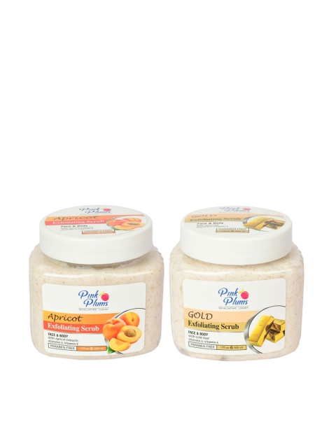 

Pink Plums Set of Apricot - Gold Face & Body Exfoliating Scrub - 500 ml Each, Cream