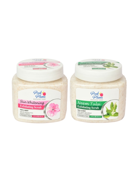 

Pink Plums Set Of 2 Neem Skin Whitening Face & Body Exfoliating Scrub, Multi