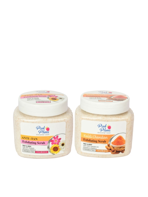 

Pink Plums Anti-Tan & Haldi Chandan Exfoliating Face & Body Scrub - 500 ml Each, Cream