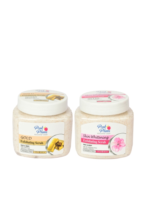 

Pink Plums Combo of Face & Body Gold Scrub & Skin Whitening Scrub - 500 ml Each, Off white
