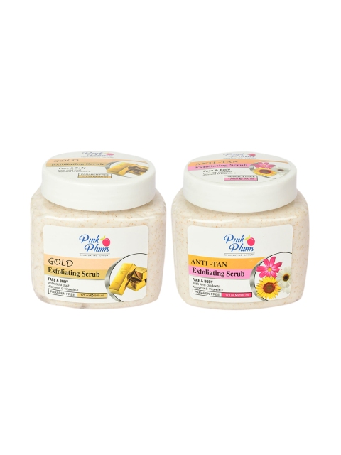 

Pink Plums Pack of 2 Paraben Free Face & Body Exfoliating Scrub, Multi