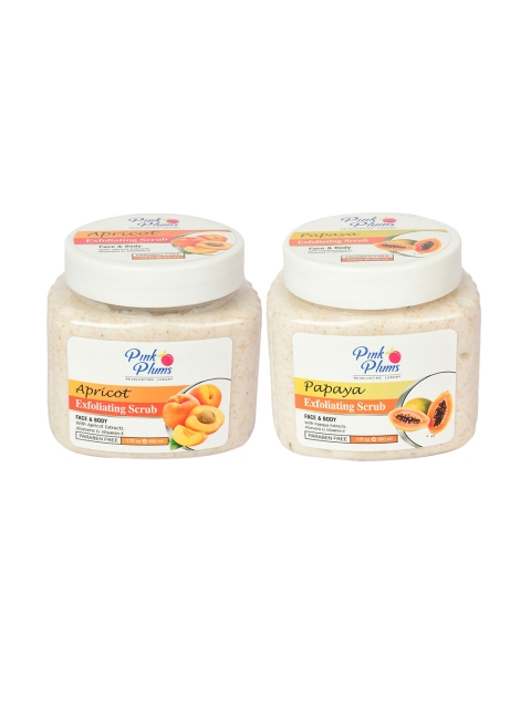 

Pink Plums Set of 2 Paraben Free Face & Body Exfoliating Scrubs - 500ml each, Beige