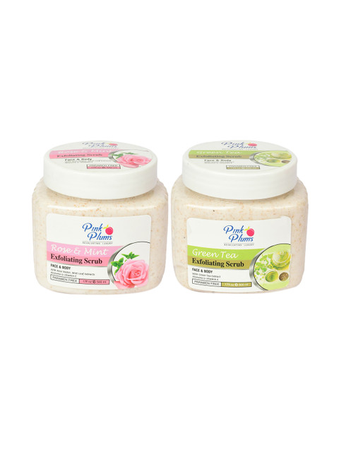 

Pink Plums Set of 2 Paraben Free Face & Body Exfoliating Scrubs - 500 ml each