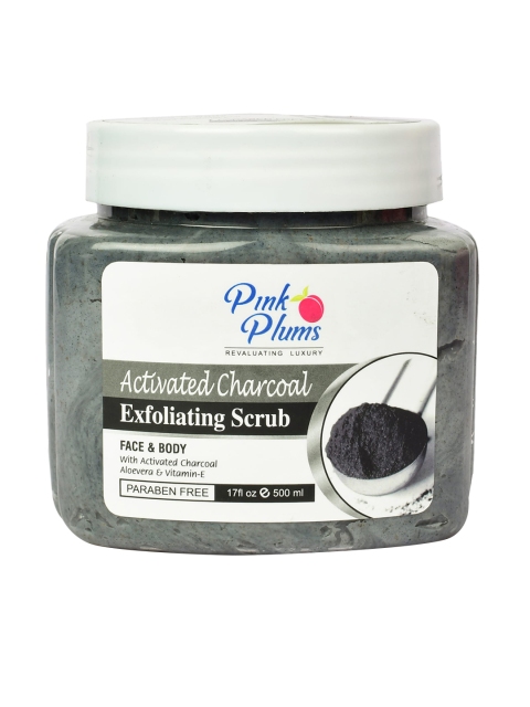 

Pink Plums Paraben Free Charcoal Face & Body Exfoliating Scrub 500 ml, Grey