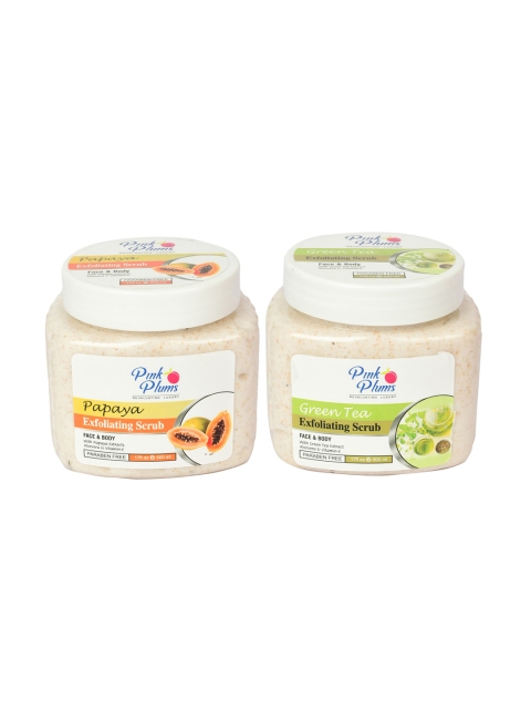 

Pink Plums Set of 2 Paraben Free Face & Body Exfoliating Scrubs - 500 ml each, Green