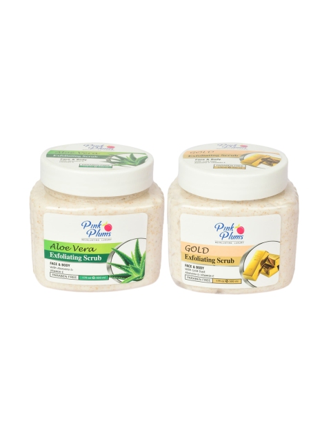 

Pink Plums Set of 2 Paraben Free Face & Body Exfoliating Scrubs - 500 ml each, Green