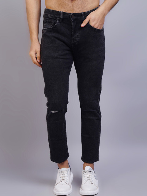 

GRACIT Men Black Slim Fit Light Fade Slash Knee Stretchable Cotton Jeans