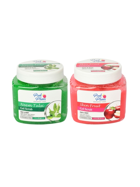 

Pink Plums Set of 2 Paraben Free Face & Body Gel Scrubs - 500ml each, Green