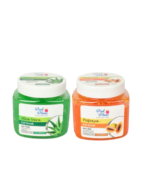 

Pink Plums Set of 2 Paraben Free Face & Body Gel Scrubs - 500ml each, Green