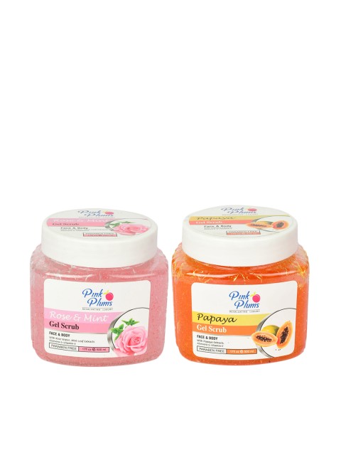 

Pink Plums Set of 2 Paraben Free Face & Body Exfoliating Gel Scrub - 500 ml each