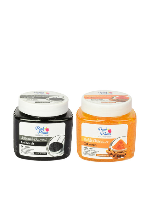 

Pink Plums Set of 2 Paraben Free Face & Body Gel Scrubs - 500ml each, Charcoal