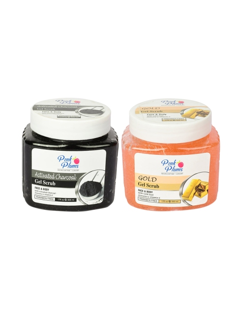 

Pink Plums Set of 2 Paraben Free Face & Body Gel Scrubs - 500ml each, Charcoal