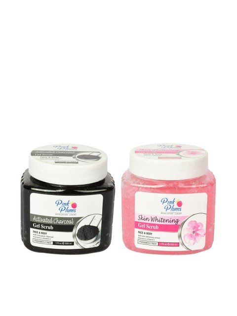 

Pink Plums Set of 2 Paraben Free Face & Body Gel Scrubs - 500ml each, Charcoal