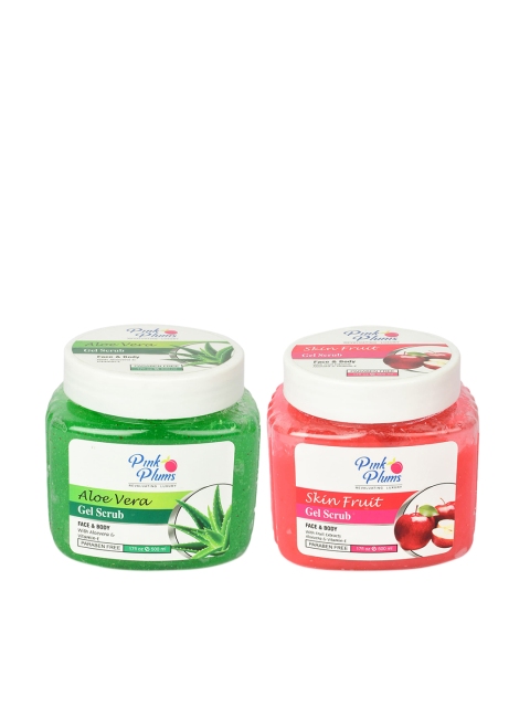 

Pink Plums Set of 2 Paraben Free Face & Body Gel Scrubs - 500ml each, Green
