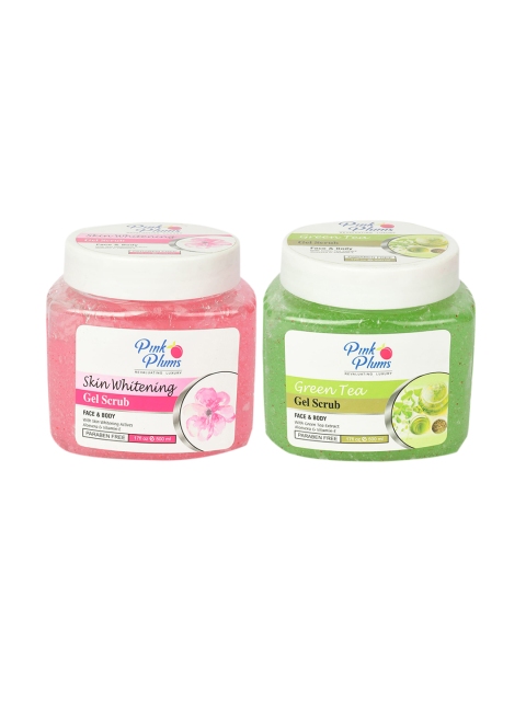 

Pink Plums Set of 2 Paraben Free Face & Body Gel Scrubs - 500ml each, Multi