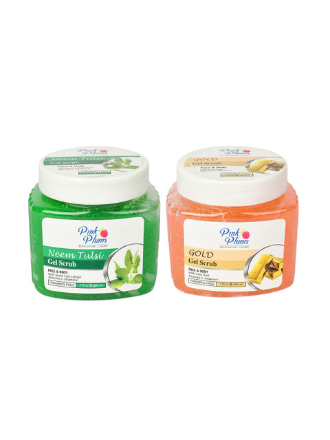 

Pink Plums Pack of 2 Paraben Free Gold & Neem Tulsi Facial Gel 500 ml, Green