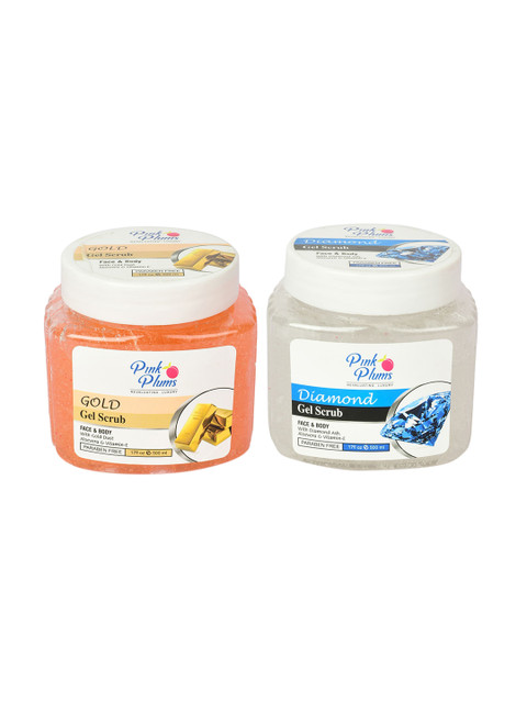 

Pink Plums Set of 2 Paraben Free Face & Body Gel Scrubs - 500ml each, Orange