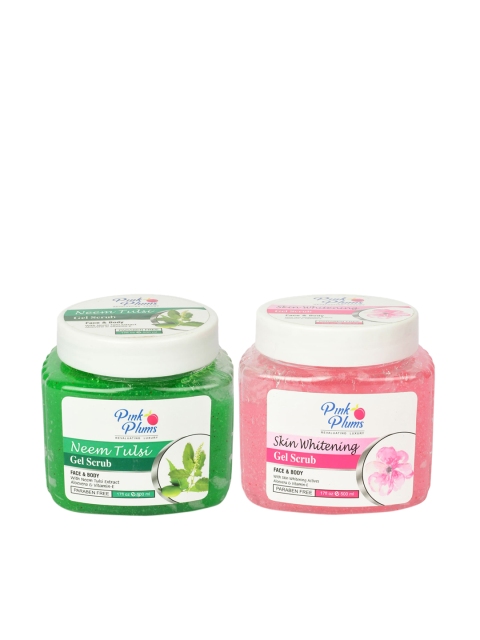

Pink Plums Set of 2 Paraben Free Face & Body Exfoliating Gel Scrub - 500 ml each, Green